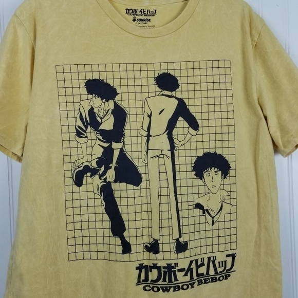 Cowboy Bebop Spike Spiegel Anime Graphic Sunrise Tshirt Yellow Adult XL FLAW - Picture 5 of 6